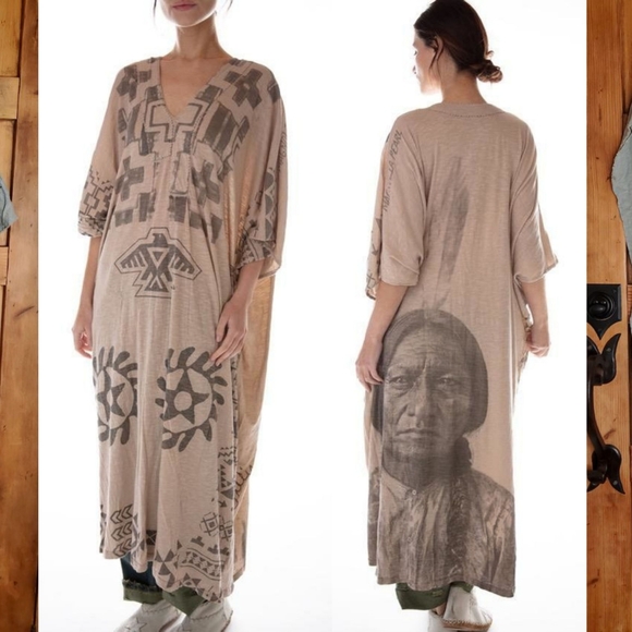 New Magnolia Pearl Veda Monarch Kaftan Sitting Bull River Caftan Dress 562 blue - Picture 15 of 16